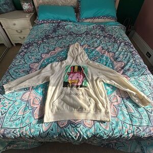 Cream Hoodie with Monopoly Print